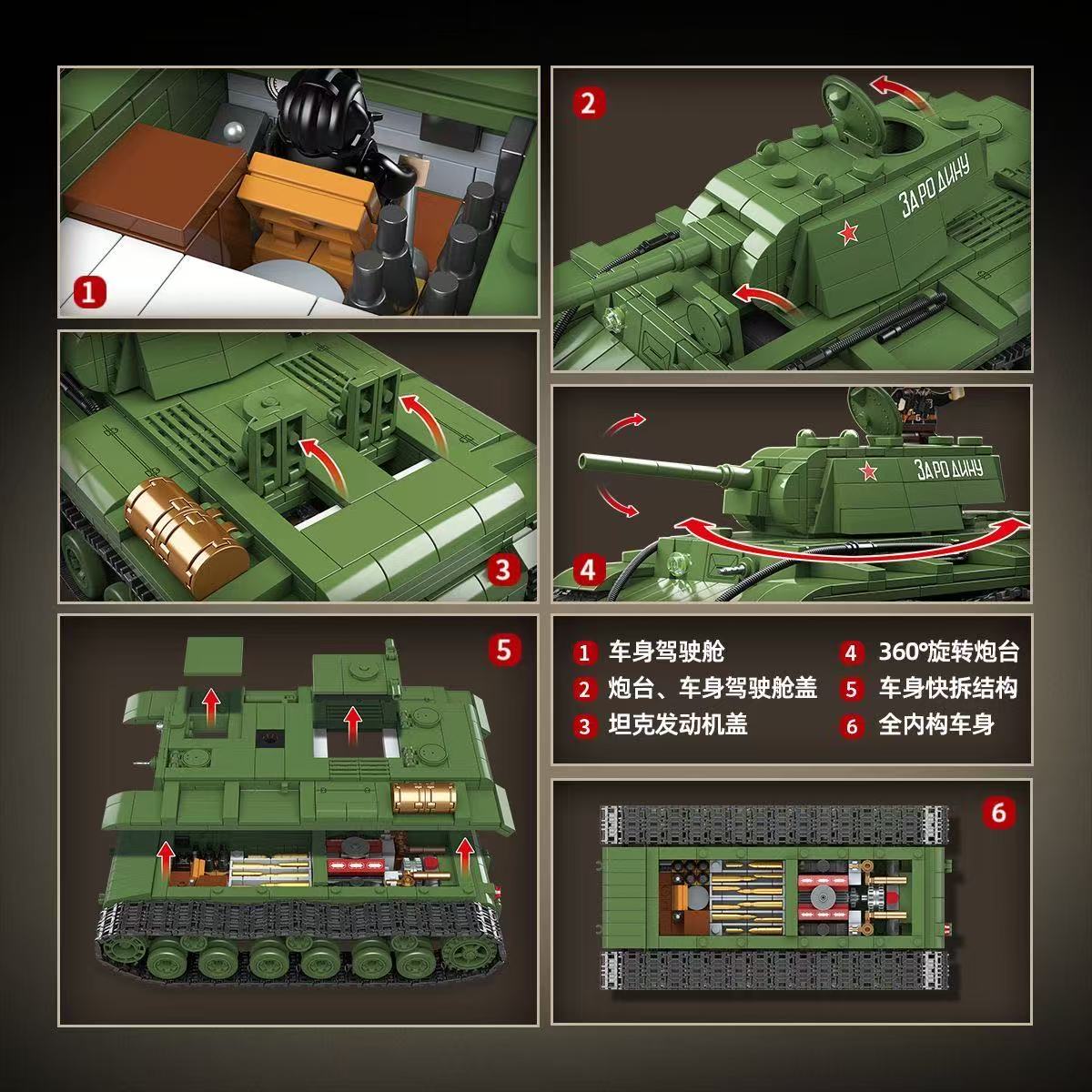 Military World War Russian T-3 - огляд і ціна Lego Compatible Military Tank